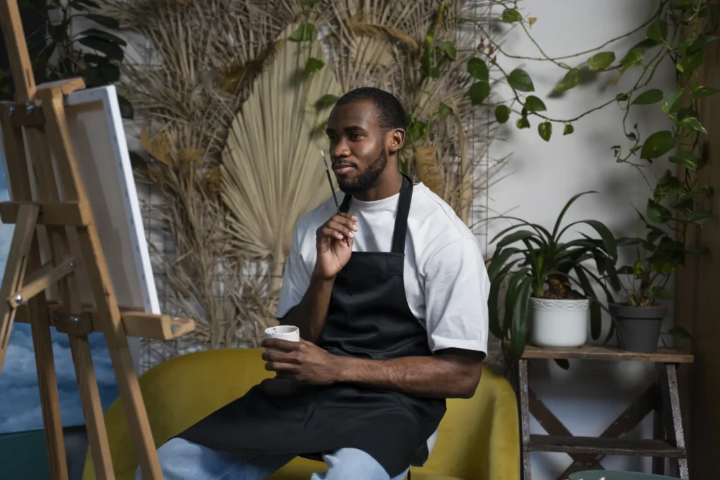 Man painting with watercolours